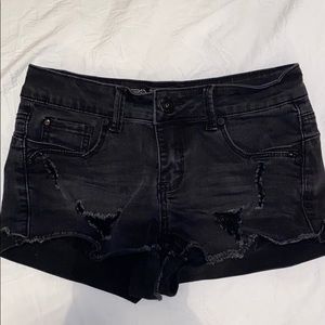 black low rise jean shorts